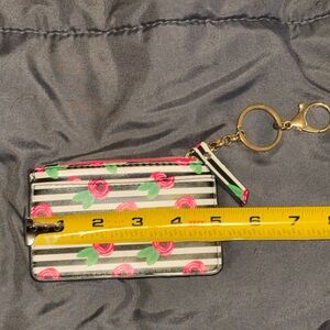 Floral Stripe Keychain Wallet